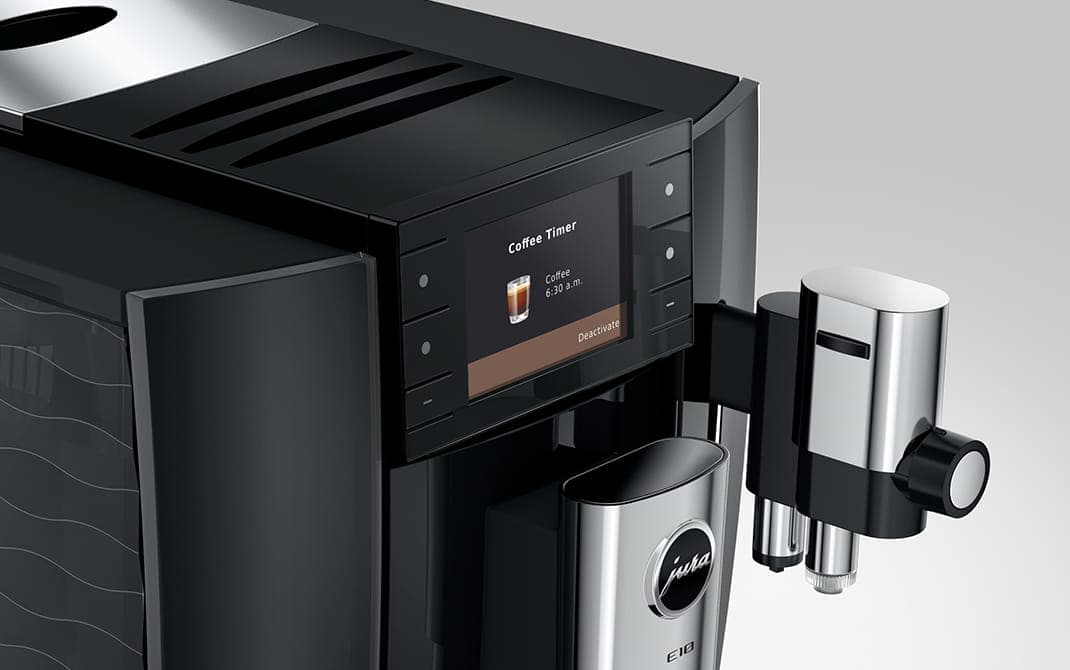Widok na ekran ekspresu E10 EA Diamond Black z funkcją Coffee Timer